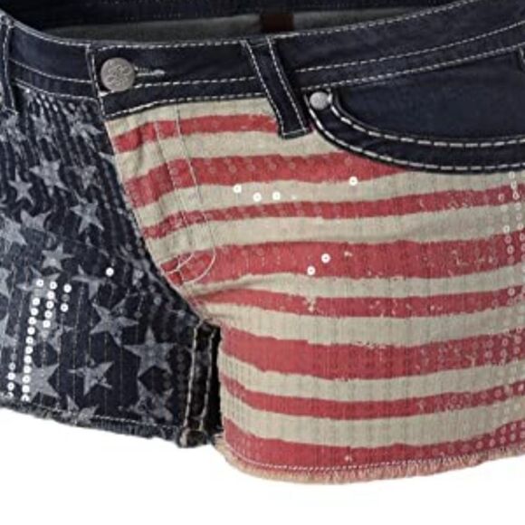 BRAND NEW MID RISE MIDI SHORT SEQUINNED EMBELLISHMENTS WOMEN"S SHORT - Picture 14 of 15